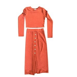 Paper Crane Rust Knit Skirt and Top Two Piece Set XS